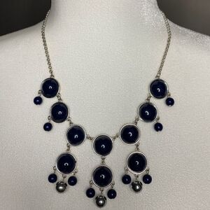Beautiful navy/black enamel w/ silver-toned chain